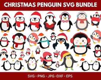 Pinguin Weihnachten SVG Clipart Bundle (digitaler Download)