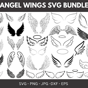 Angel Wings Svg Bundle, Angel Wings Clip Art, Wings Cut File For Silhouette, Angel Wings Bundle, Wings Svg Png Dxf,memorial svg ,rip svg