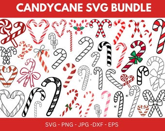 Candy Cane SVG Clipart Bundle, Christmas Peppermint (Digital Download)
