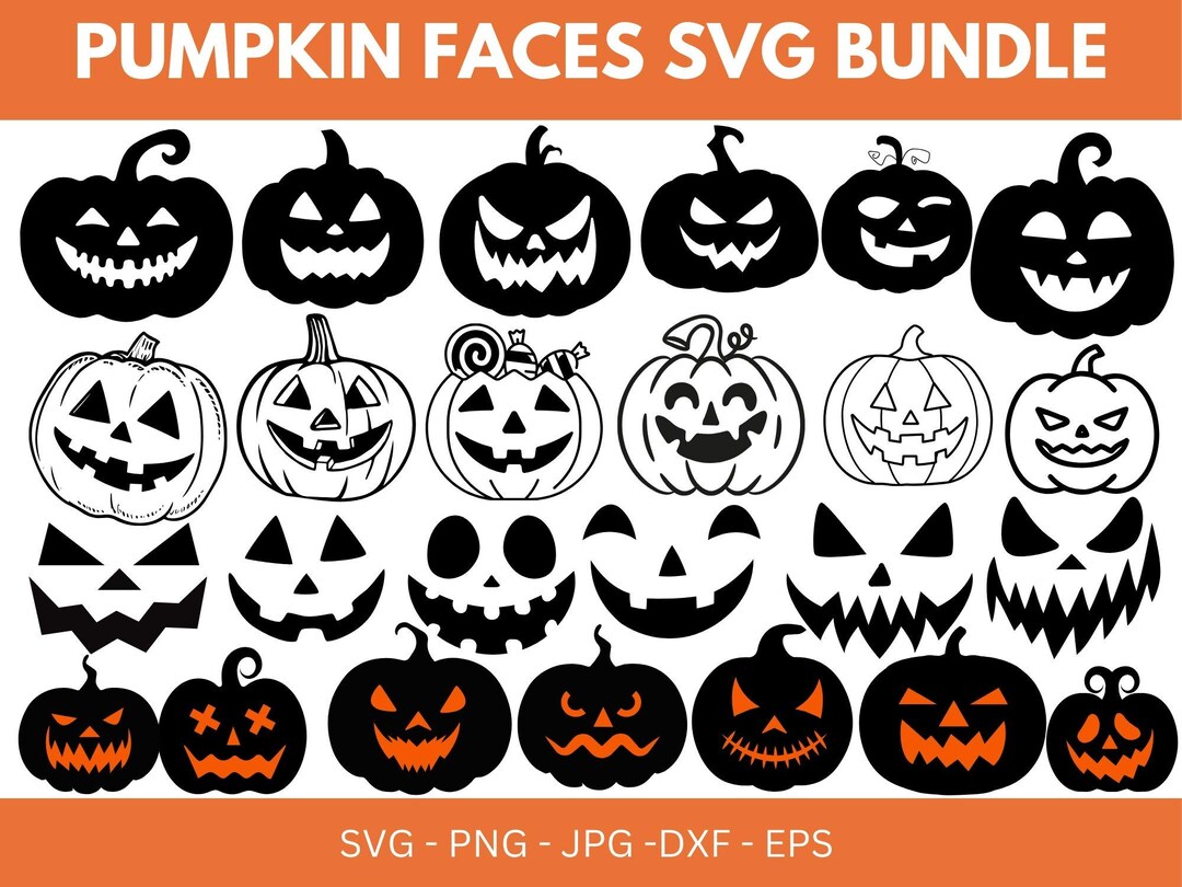 Jack O Lantern Faces SVG: Halloween Pumpkin Clipart (instant Download ...