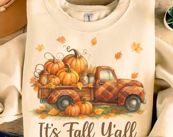 It's Fall Y'all Pumpkin Truck Autumn Hello Fall PNG, Farm Fresh Pumpkin PNG, Vintage Truck Sublimation Design, Fall Clipart Digital Download