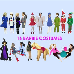 Stickmönster för Barbie-dockkläder: Uniformer, kostymer, sporter och accessoarer (PDF-mönster)
