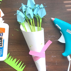 Tulip Origami Flower Bouquet Colorful Paper Flower Arrangement Gift