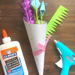 Lavender and Tulip Origami Flower Bouquet Colorful Paper Flower Arrangement Gift
