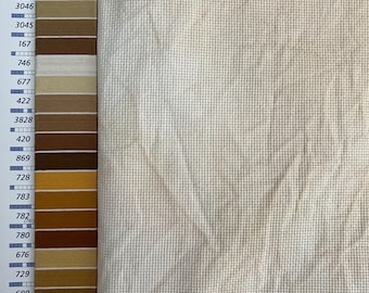 Aged Linen 16 count Aida 1/4 yard hand dyed by From the Cauldron/Elizabeth Ann Talledo