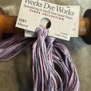 Mauve by Weeks Dye Works is 5 yards of over dyed cotton thread