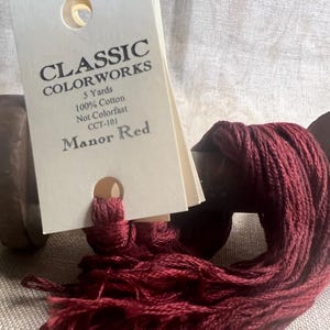Manor Red by Classic Colorworks is 5 yards of overdyed cotton thread