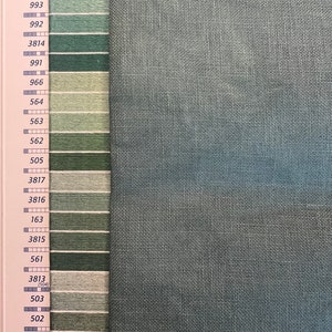 New England Green 32 count 1/4 yard Zweigart based hand dyed linen by From the Cauldron/Dames of the Needle Elizabeth Ann Talledo