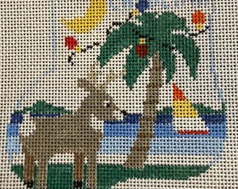 South Carolina stocking with animal insert Painted Cavas 18 count by KS Designs