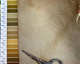 Vintage Aged Saffron 32 count 14 x 11 cut by From the Cauldron