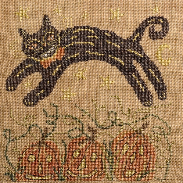 Jumping Cat designed by Dames of the Needle Elizabeth Ann Talledo