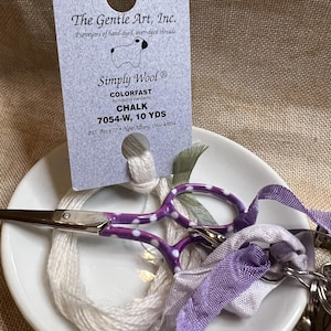 Chalk by The Gentle Art Simply Wool is 10 yards of over dyed wool thread