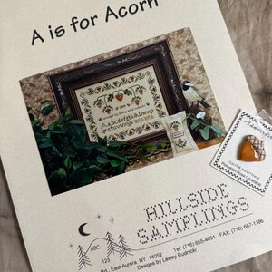 A is for Acorn by Hillside Samplings w charm