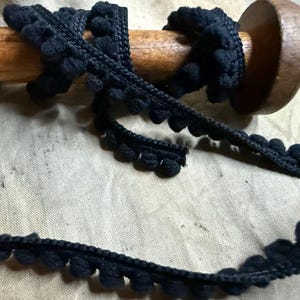 Black not over dyed Mini Pom Pom 1 yard by From the Cauldron