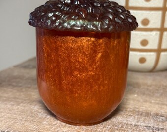 Handmade Resin Acorn Jar – Fall Decor Trinket Container
