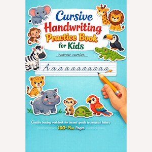 104-Page Narrow Cursive Handwriting Workbook for Kids, Uppercase + Lowercase, 6x9 PDF