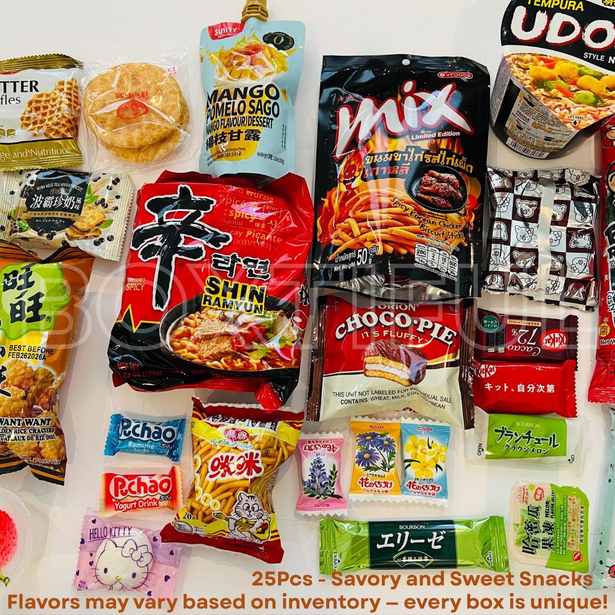 25 Pcs Asian Snack Mix Box | Variety Korean • Japanese • Thai Snacks ...