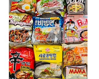 10 Packs - Asian Ramen Curated Box + Bonus + Stickers • Boxtiful •