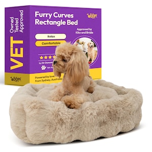 WOOPF Furry Curves Rectangle Bed - Calming Sofa Bed with Orthopedic Memory Foam
