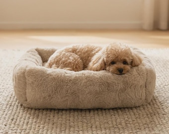 Cama rectangular con curvas peludas WOOPF