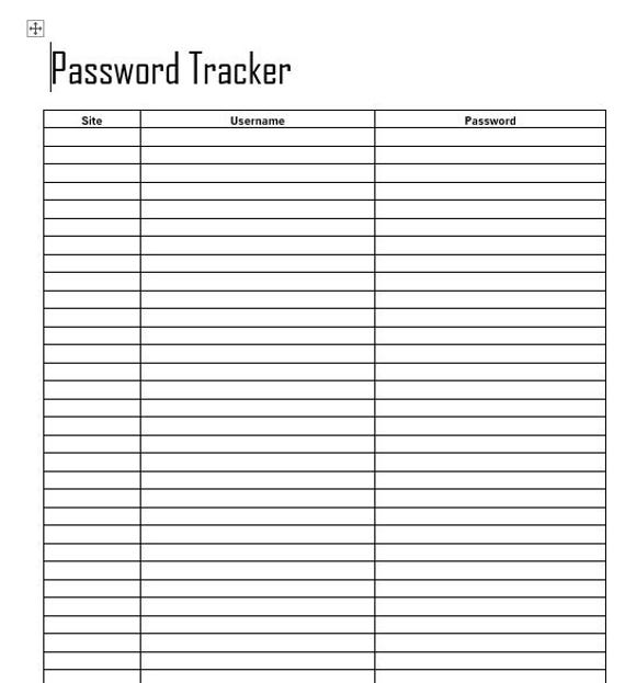Password Tracker