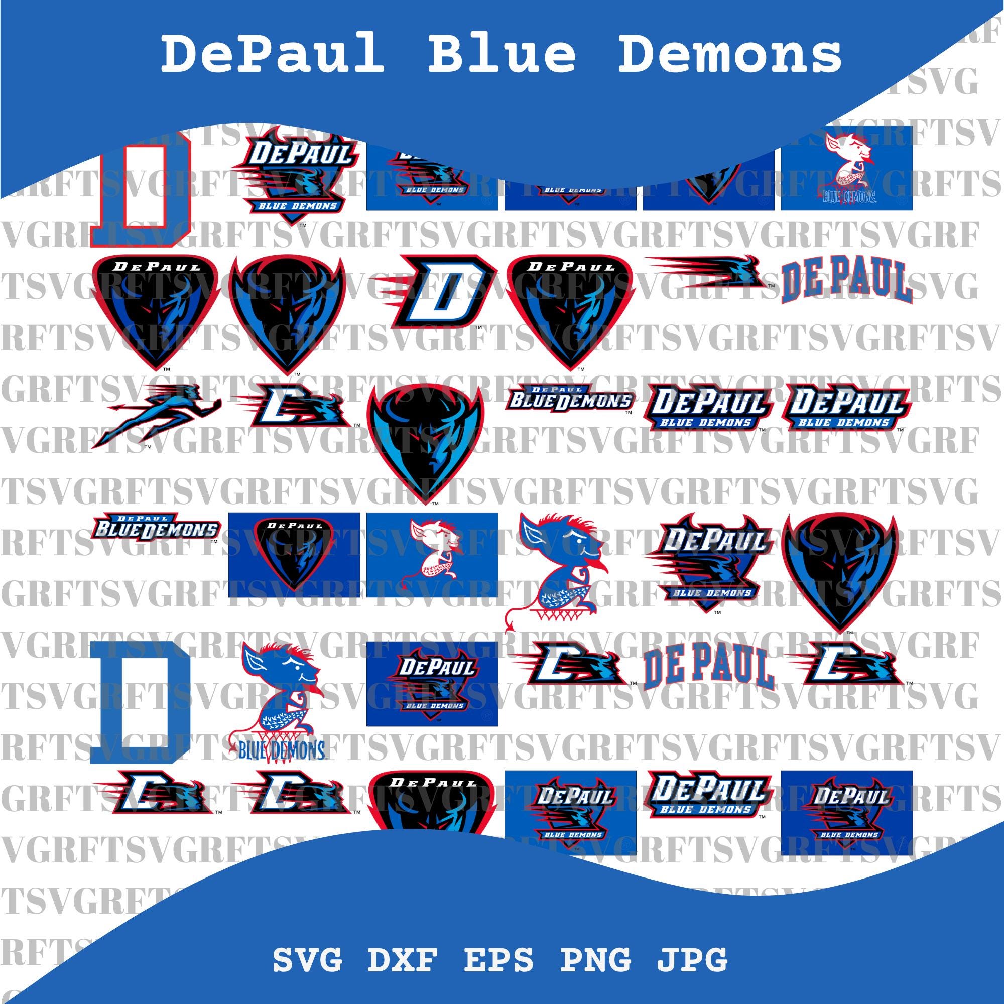DePaul University Gartenflagge – 100% Polyester, Doppelseitig, Offiziell Lizenziert, Design A (Blau/Dämonen)