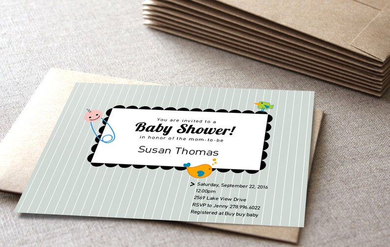 Printable Baby Shower Invitation Diy Birthday Card Etsy Printable Baby Shower Invitation Diy Birthday Card Etsy
