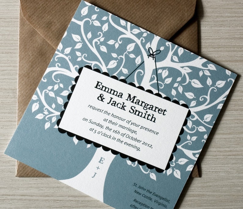 Oak Tree Wedding Invitation / oak tree rustic invites / Etsy
