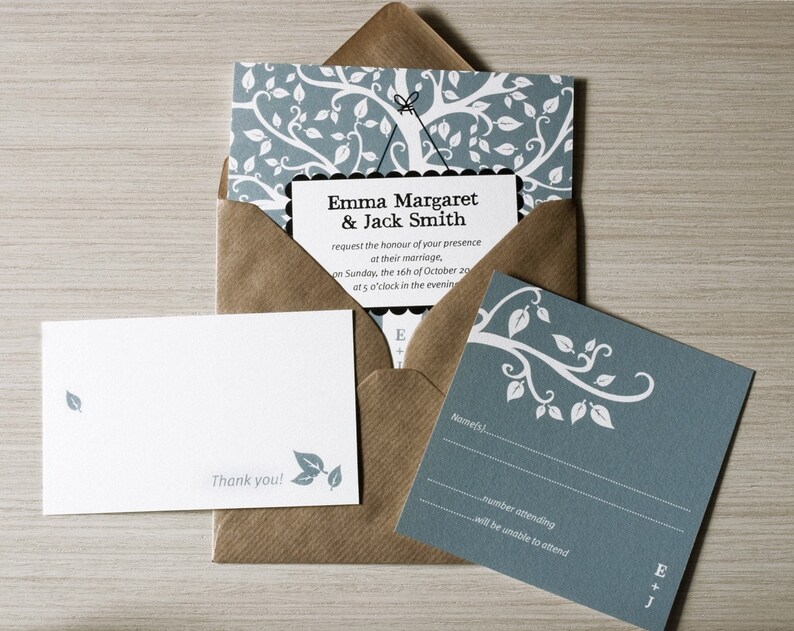 Oak Tree Wedding Invitation / oak tree rustic invites / Etsy