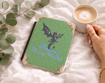 Custodia per Kindle Abraxos Flower Market / Cover in similpelle con drago fantasy (7" 12a generazione)
