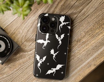 Black Dragon Stars Tough Case | Fourth Wing Inspired iPhone Samsung Phone Case