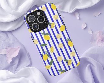 Lemon Stripe iPhone Case | Amalfi Coast Citrus Vibes (MagSafe Compatible)
