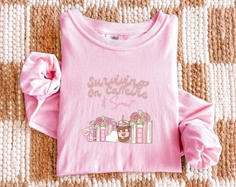 Caffeine & Smut Reader Shirt, Comfort Colors Long Sleeve Tee