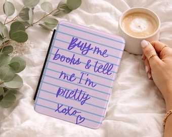 Kaufen Sie mir Bücher & sagen Sie mir, ich bin hübsch Kindle Hülle | Rosa Notizbuch Design gefüttert