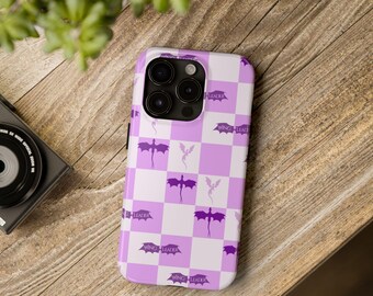 Purple Dragon Wing Tough Case | Fourth Wing Inspired | Violet Vibes | Checkered Dragon Case | iPhone & Samsung | Bookish Phone Case