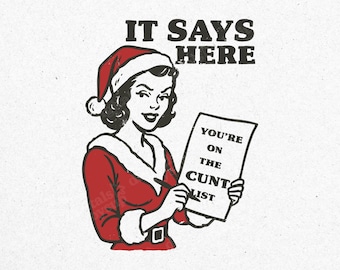 Sassy Christmas PNG: Retro Santa Girl, Offensive Humor Clipart (Digital Download)