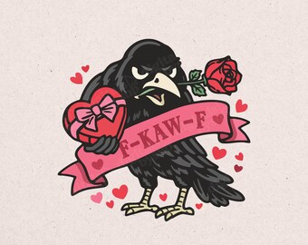 Gothic Raven Anti Valentine PNG: F-Caw-F Crow Digital File