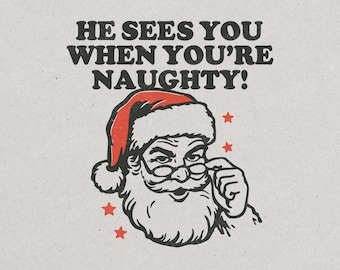 Naughty Santa PNG: Retro Christmas Design (Digital Download)