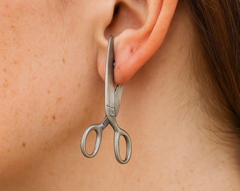 Pendientes de tijera • Joyería vintage de tijeras • Pendientes de metal para diseñadores y sastres