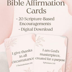 Digital Bible Verse Cards – 20 Scripture Affirmations – Faith-Based Printable Encouragement