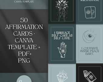Feminine Affirmation Cards for Teen Girls: Printable A6 Canva Template (PDF & PNG Files)