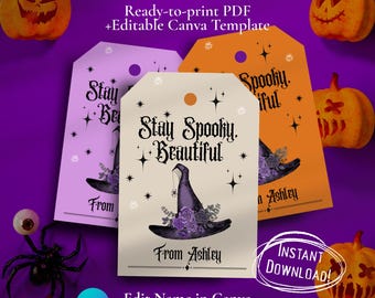 Vintage Halloween Gift Tags | Editable Witch Potion Labels (Canva Template)