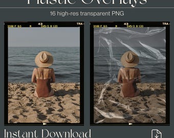 Plastic Texture Overlays PNG: Grunge Film Effect for Photoshop, Canva (Digital Download)