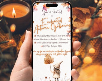 Animated Fall Birthday Invitation | Watercolor Autumn Girl (Digital Download)