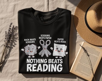 Niente batte la lettura Png, sasso carta forbici Png, Kawaii Read Across America Day, regali divertenti per gli amanti dei libri, download digitale sublimazione PNG