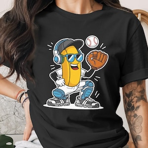 Plátano de béisbol genial PNG | Divertido receptor de fruta PNG | Descarga digital de plátano hip hop