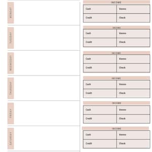 Weekly Income Tracker for Hairstylists | Printable Salon Income Log | Beauty Business Finance Sheet | Digital Download