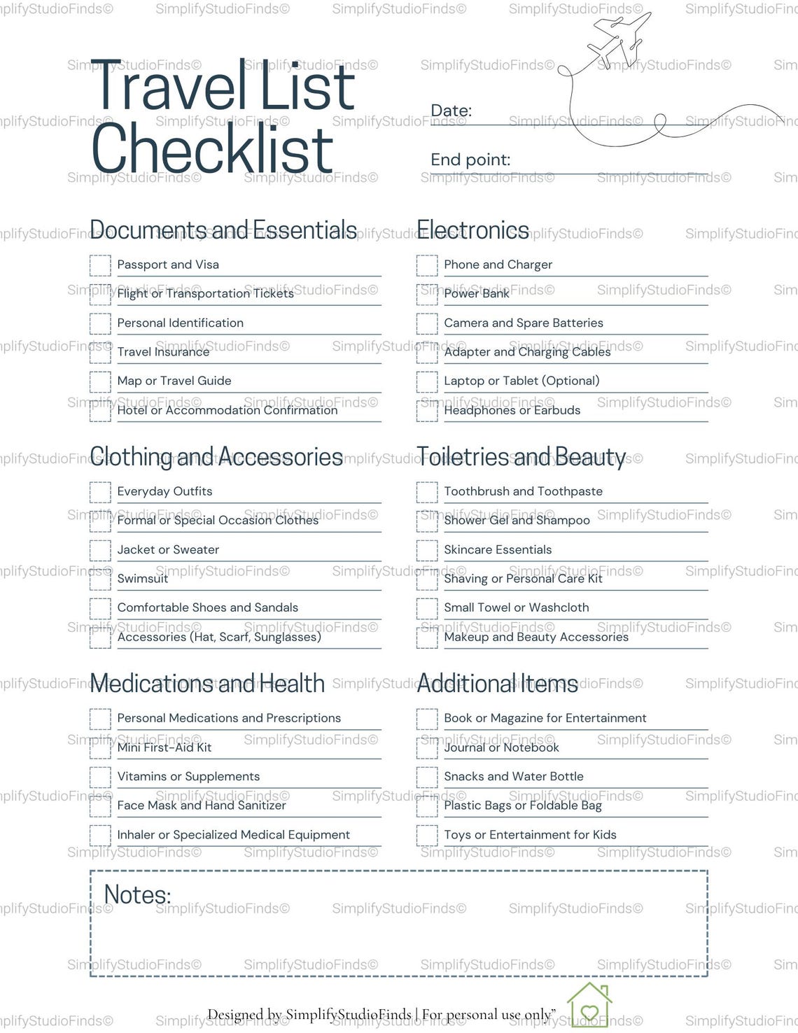 Editable Travel List Checklist Template – Canva Printable Packing ...