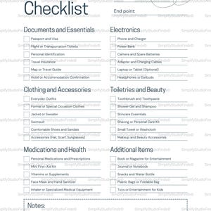 Editable Travel List Checklist Template – Canva Printable Packing Planner