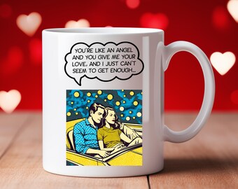 I Just Can’t Get Enough – New Wave Pop Art Mug - 11oz Comic-Style Ceramic Coffee Mug for Depeche Mode Fans & Fans of 80s Music